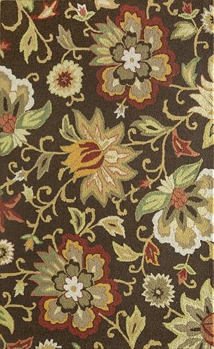 Image of Jaipur Rugs Handmade Wool Rug 8x10 Feet - Beige & Brown Floral Carpet - Traditional Area Rug for Living Room, Bedroom & Home Decor