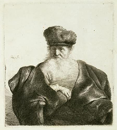 Poster toile Rembrandt vieil homme barbe 50x70 cm tableau décoration murale salon et bureau