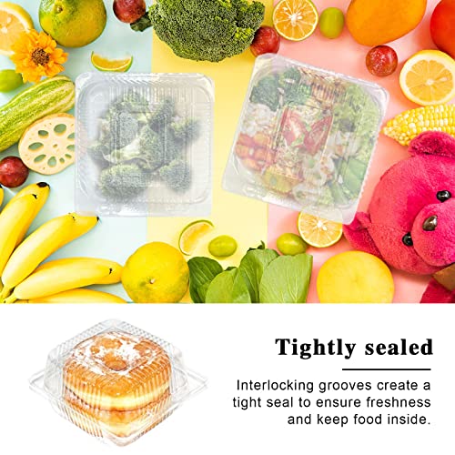 Qyyiguf PW15 100 Pcs Clear Hinged Plastic Containers With Lids,Individual Cake Slice Containers,Square Plastic Food Container,Disposable Clamshell Take Out Containers thumb #6