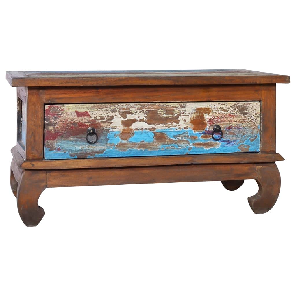 Stolik kawowy w stylu vintage, stolik pomocniczy, stolik kawowy, do salonu, sypialni, 80 x 50 x 40 cm, drewno tekowe