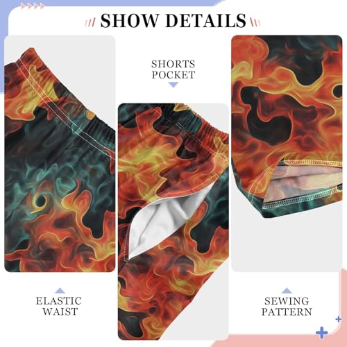 Boys' Pants Orange Blue Fire Flame Long Bottoms Jogger Pants Elastic Waist Trousers with Pockets S-XL4