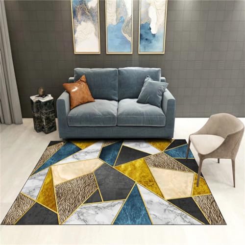 Tapis bleu géométrique pour salon et espace de jeu enfant 170x240 - 2