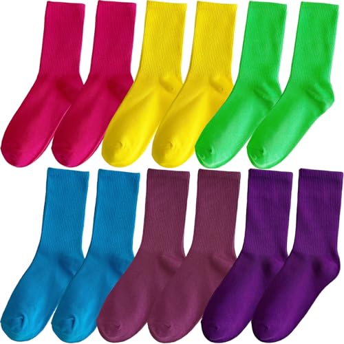 24 Pairs Solid Crew Socks for Women & Teens, Colorful Fresh Cotton Stretchy Casual Athletic Sock Bulk for Teens Youth4