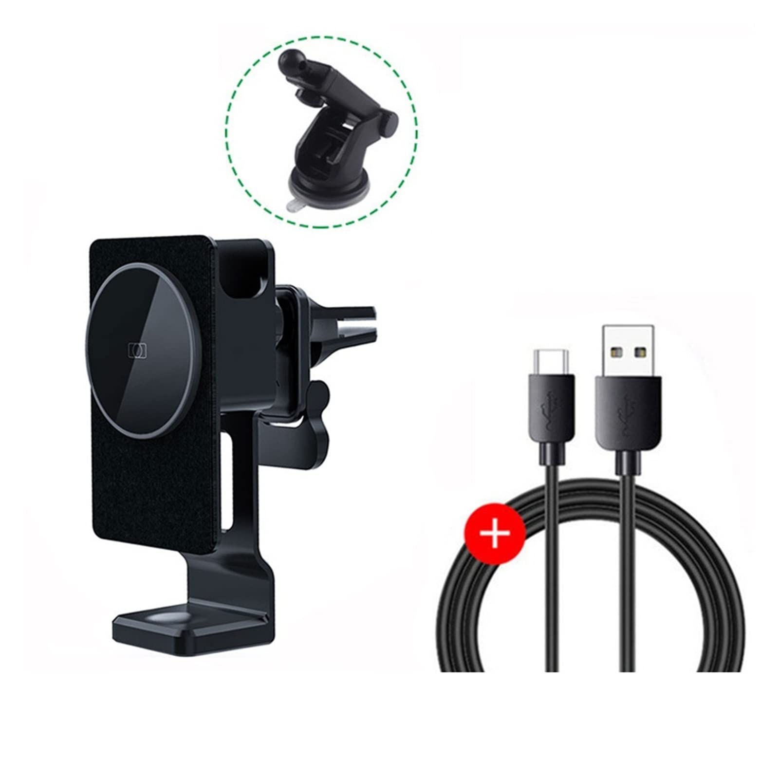 Bezprzewodowe ładowarki magnetyczne 100 W 3 w 1 Stojak na odpowietrznik samochodowy Uchwyt na telefon Stacja szybkiego ładowania do telefonu Zegarek Słuchawki Kompaktowy i mocny(Charger with Sucker)