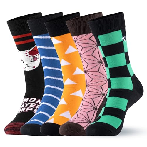 Satdflie Demon Slayer Calcetines de algodón 5 pares Unisex