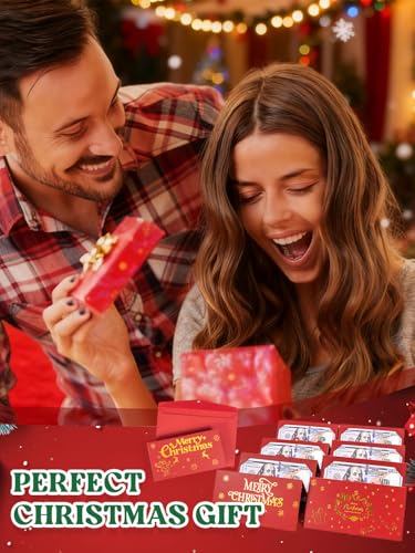 Geldgeschenk Weihnachten Mit Umschlag & Rotes Band,Weihnachts-Geld Geschenkkartenhalter mit 6 Fächern,Geldumschläge Weihnachtsgeschenke (Weihnachtsmann + Weihnachtshirsch)