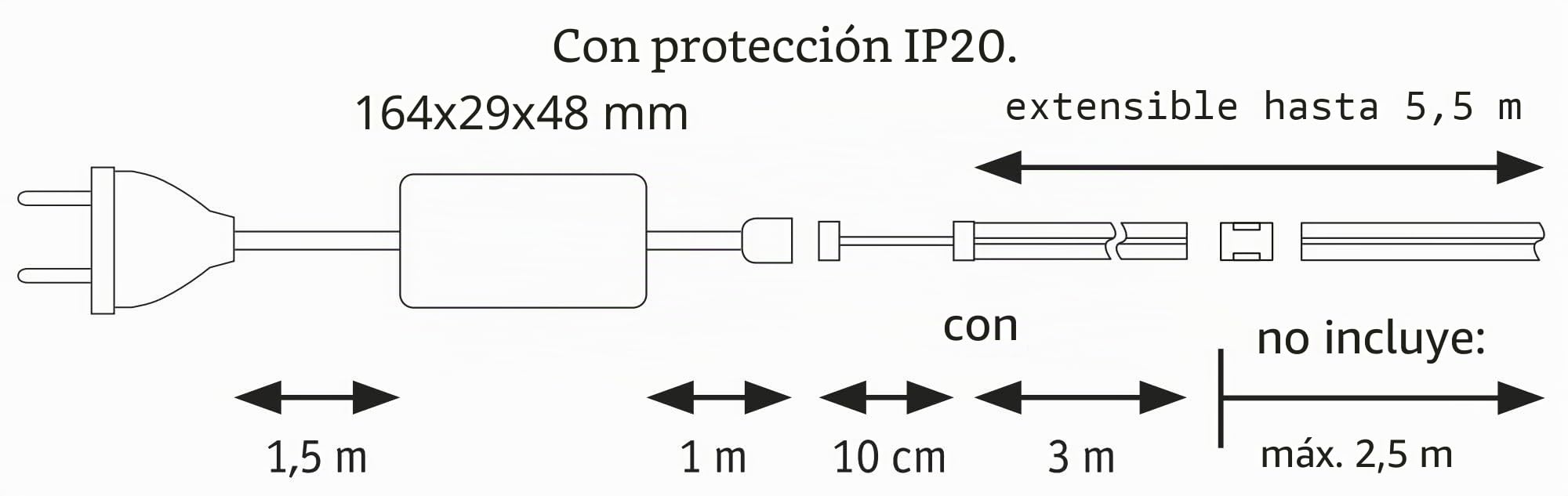 Paulmann 71049 MaxLED 1000 Strip LED Full-Line COB juego completo 3m 36W 3240lm 528LED/m 2700K 50VA regulable, plateado, plástico