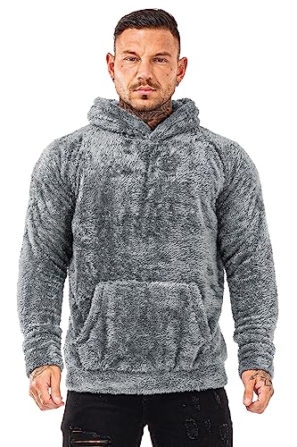 Image of GINGTTO Men's Fuzzy Sherpa Sweatshirt Fashion Pullover Fleece Hoodies