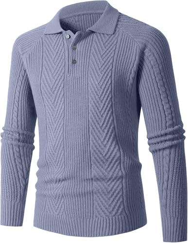 Cambkatl Men's Lapel Collar Sweaters Stylish Button Up Pullover Long Sleeve Knitted 2025 Fall Jumper Tops