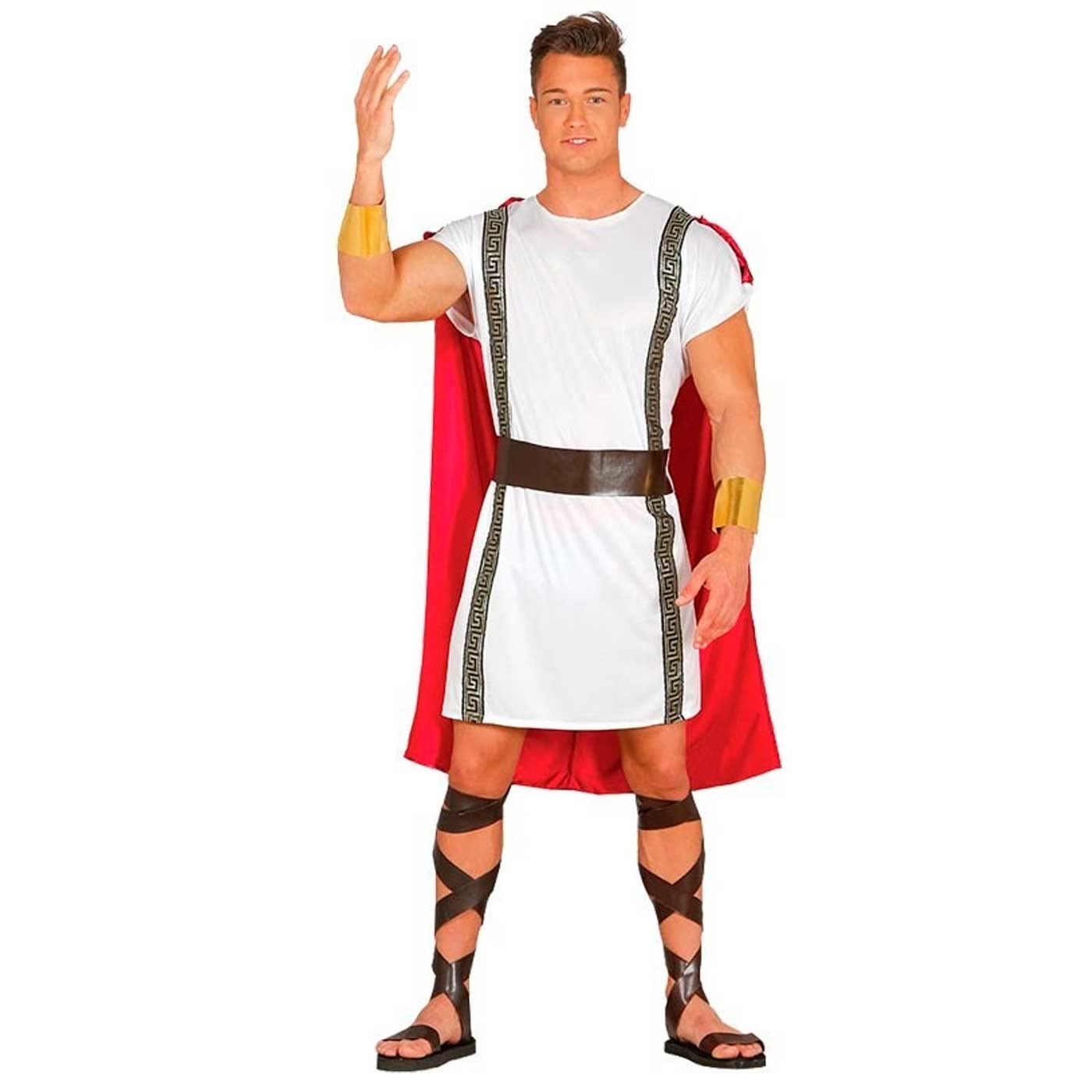 AC - Disfraz romano adulto, poliéster, incluye túnica con capa, brazaletes y cinturón, carnaval, Halloween, Arde lucus, cosplay, fiestas