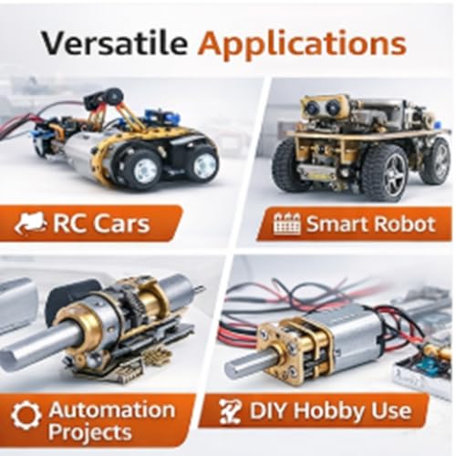 Image of N20 Micro Metal Gear Motor DC 3.7V-6V, 30:1 Gearbox, 100 RPM High Torque Mini Motor for RC Car, Smart Robot, DIY Robotics & Automation Projects (Pack of 2)