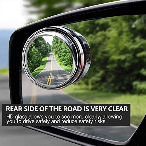 Image of Uni-Fine Pack of 2 HD Crystal Mirror Convex Rear View Mirrors, 360 Adjustable Premium Blind Spot Mirror, Weatherproof, More Safety for All Types of Cars (Silver)