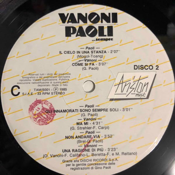 GINO PAOLI ORNELLA VANONI I SUCCESSI ORIGINALI-DOPPIO VINILE PRIMA STAMPA RARISSIMO