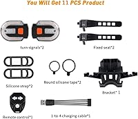 Vista 3 de TEGUANGMEI Luz trasera de bicicleta con señal de giro, luces traseras de bicicleta divididas, luces traseras de bicicleta recargables por USB