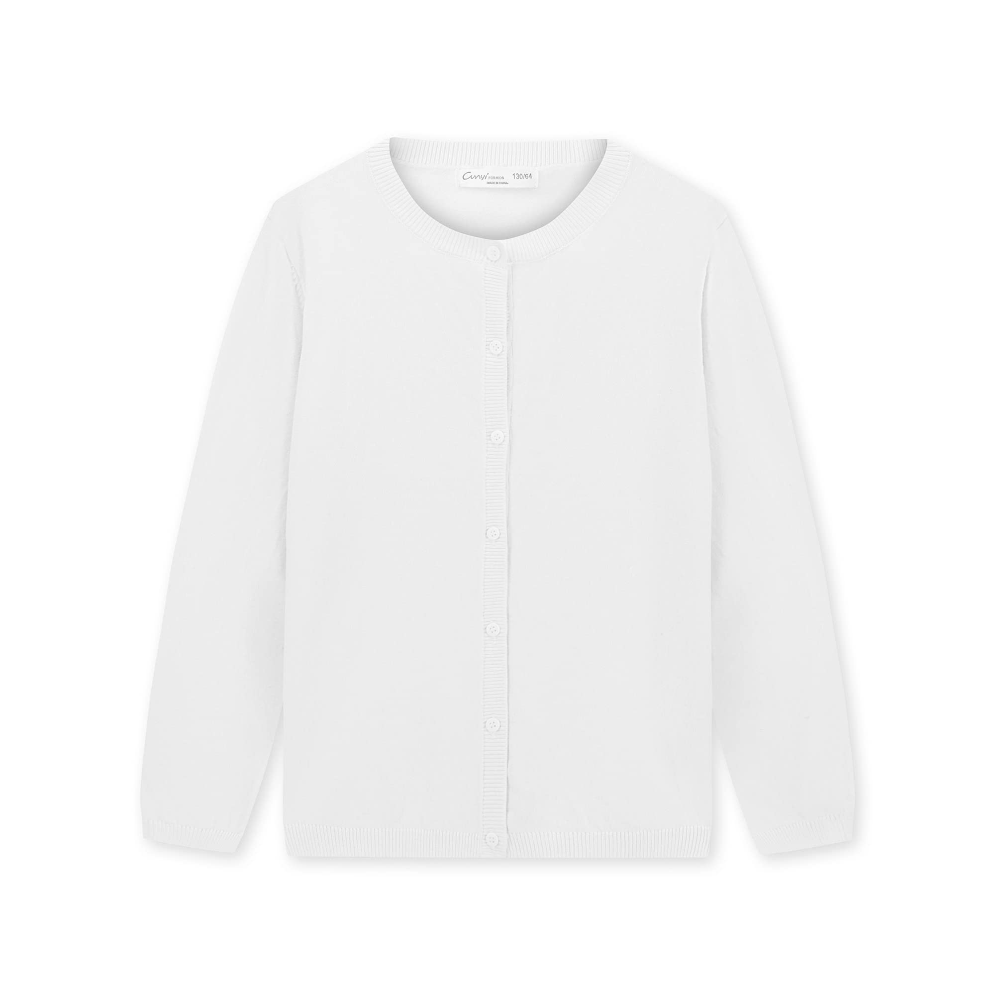 CUNYI Cárdigan para Niñas Rebeca de Punto Algodón Cuello Redondo Suéter Ligero con Botones Uniforme Escolar para Niña