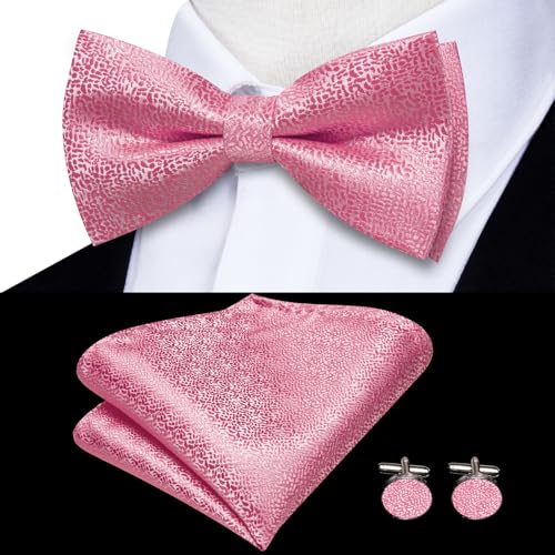 Image of Dubulle Suspender and Bow Tie for Men Paisley Solid Mens Suit Braces Pretied Bowtie and Handkerchief Cufflinks Formal Wedding