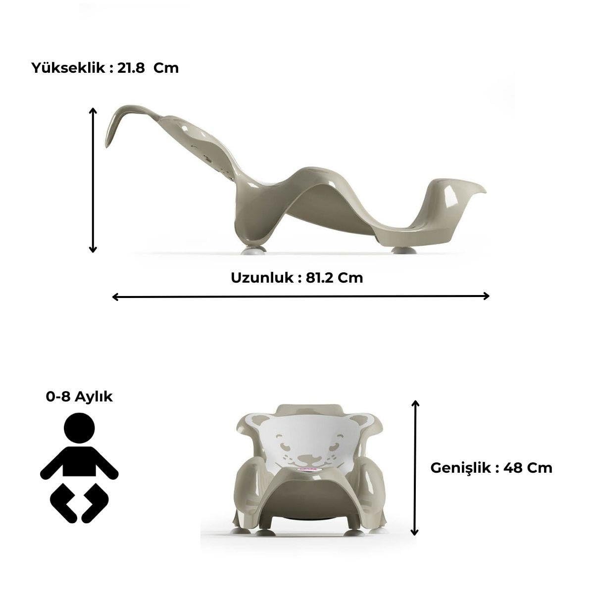 OKBABY Buddy Sdraietta Anatomica con Seduta in Gomma Antiscivolo per il Bagnetto del Neonato, 0-8 Mesi (8 kg), Grigio