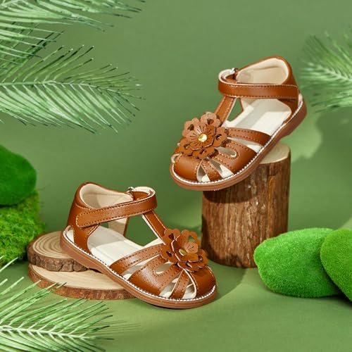 Felix & Flora Toddler Girls Sandals Soft Rubber Princess Flat Shoes Summer Flower Girl Shoes4