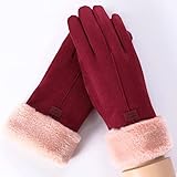 atmaca guanti donne guanti autunno inverno simpatico mitts peloso mitts guanti di dito pieno di donne esterni sportivi guanti femminile schermo-red,one size