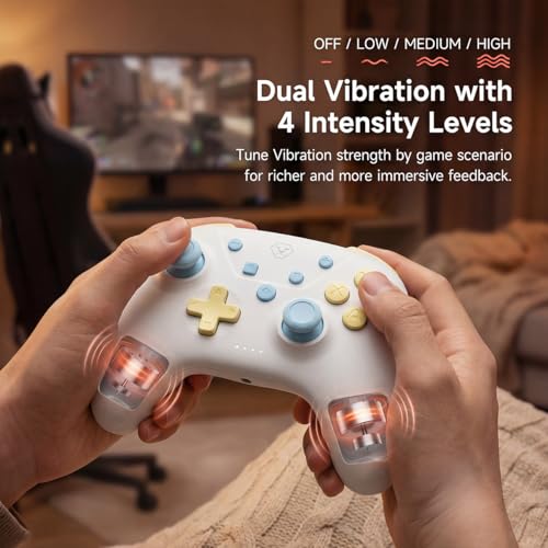 Image of Aolion gaming ROCOCO Wireless Controller Compatible with Switch 2 /Switch /OLED, Hall Effect Joysticks, Bluetooth Gamepad for PC /iOS /Android, Cute Pastel Design, Turbo, Dual Vibration