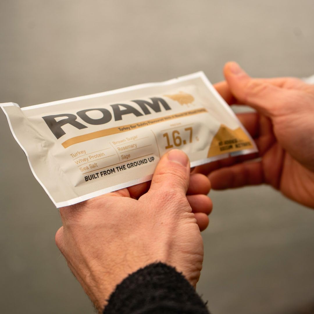 Roam Natürliche Protein Riegel, 12x45 Gramm FleischSnacks, ideal für die Carnivore-Diät, glutenfreie Trockenfleisch (Zitronen- und Kräuter-Putenfleisch aus Freilandhaltung, 12x45 Riegel)