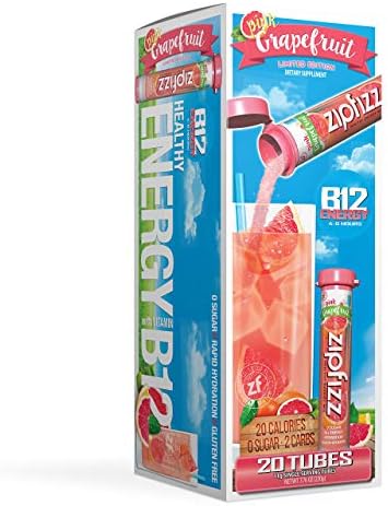Zipfizz Energy Drink Mix, Electrolyte Hydration Powder with B12 and Multi Vitamin, Pink Grapefruit, 20 Count (Pack of 1)