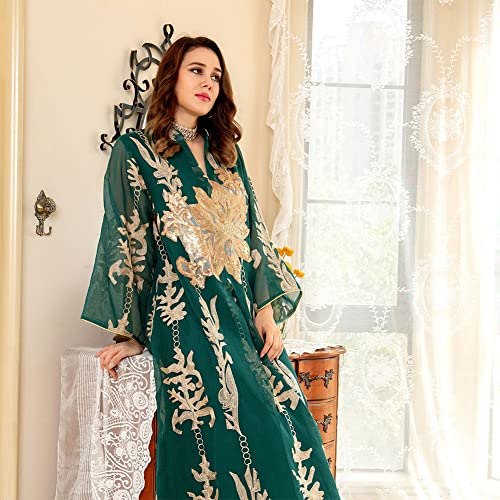 OBEEII Abayas for Women Muslim Applique Embroidery Long Sleeve Maxi Dress Loose Full Cover Islamic Dubai Robe Kaftan Abayas4