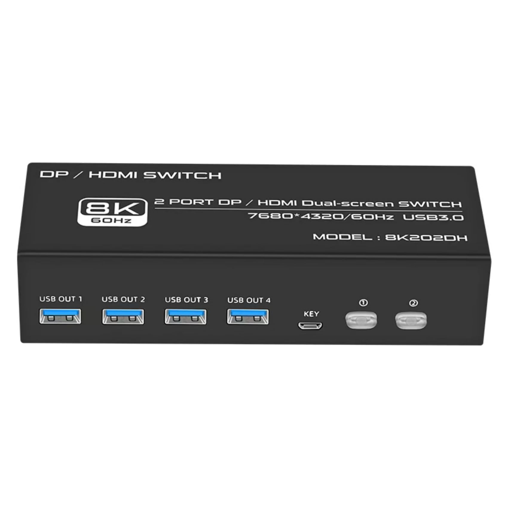 Switch KVM HDMI Displayport 2 PC 2 Écrans, 8K 60Hz / 4K 120Hz Commutateur KVM DP 1.4 HDMI 2.1 USB 3.0, Supporte le Mode Étendu et Copie, avec Contrôleur de bureau et 6 Câbles 2HDMI+2DP+2USB