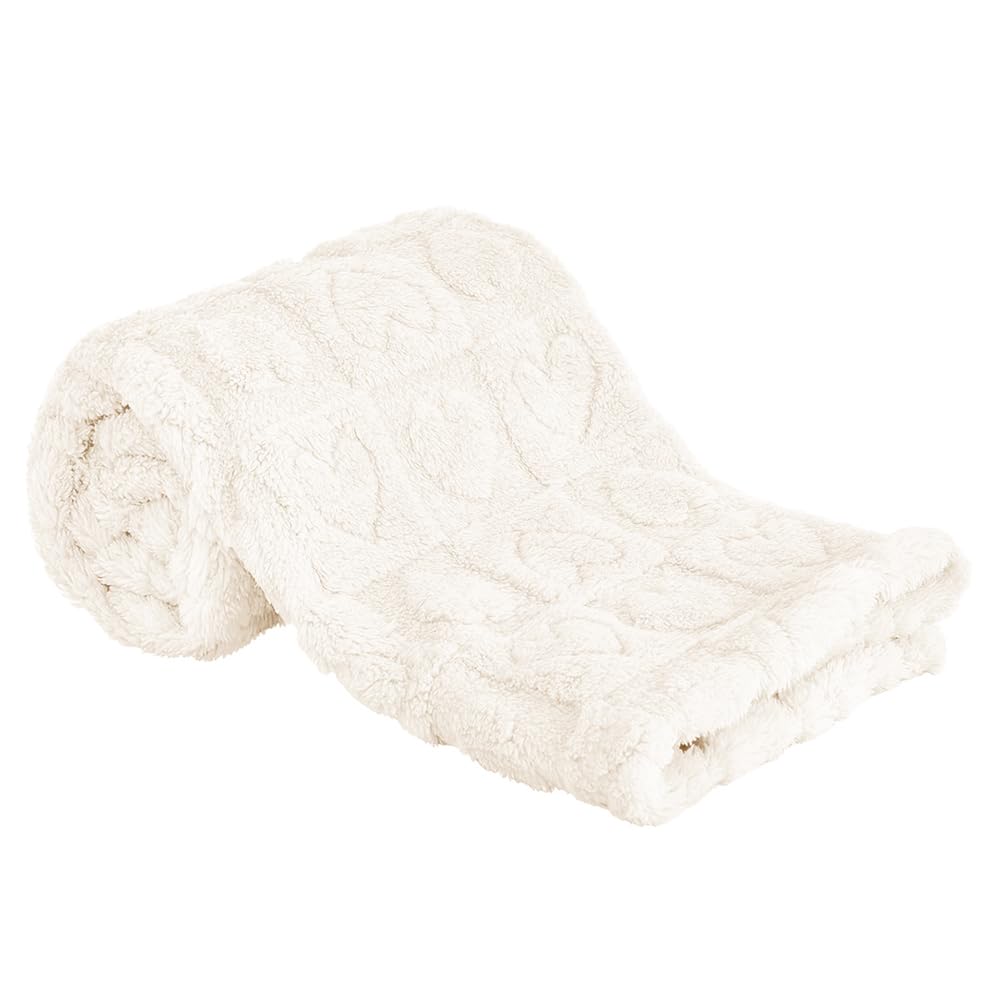 Surakey Fleece Baby Blanket Heart Checkered Blanket, Fluffy Toddler Newborn Receiving Blankets for Crib Stroller 30”×40”, White