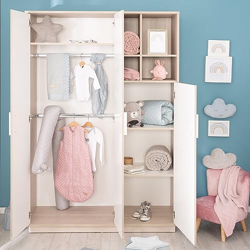 Roba Cameretta Per Bambini "Olaf", Lettino Combinato 70 X 140 Cm, Fasciatoio Con Cassettiera, Armadio A 3 Ante, Bianco - 15
