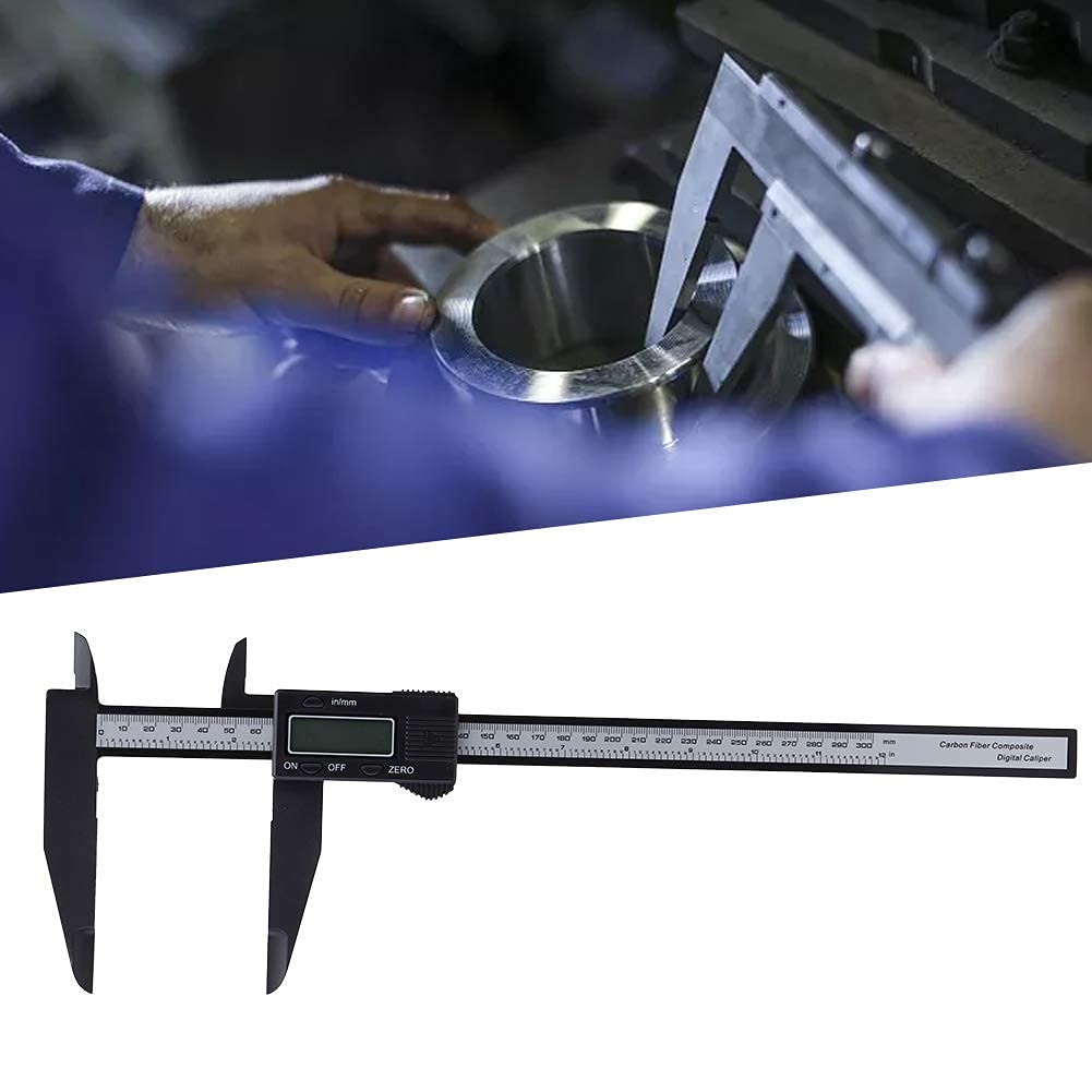 Calibrador Digital 150mm / 300mm Calibrador Electrónico Digital Regla de Carbono Con Herramienta de Medición de Garra Larga Herramienta de Medición de Calibradores(300mm)