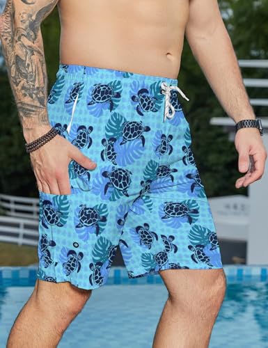 Swim Trunks 2 in 1 Swimming Trunks for Men Stretch 9" Inseam Summer Beach Shorts Sports Shorts4