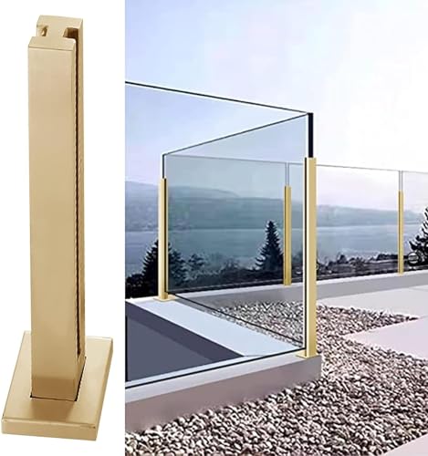 Poteau de balustrade en verre carré au design doré de haute finition
