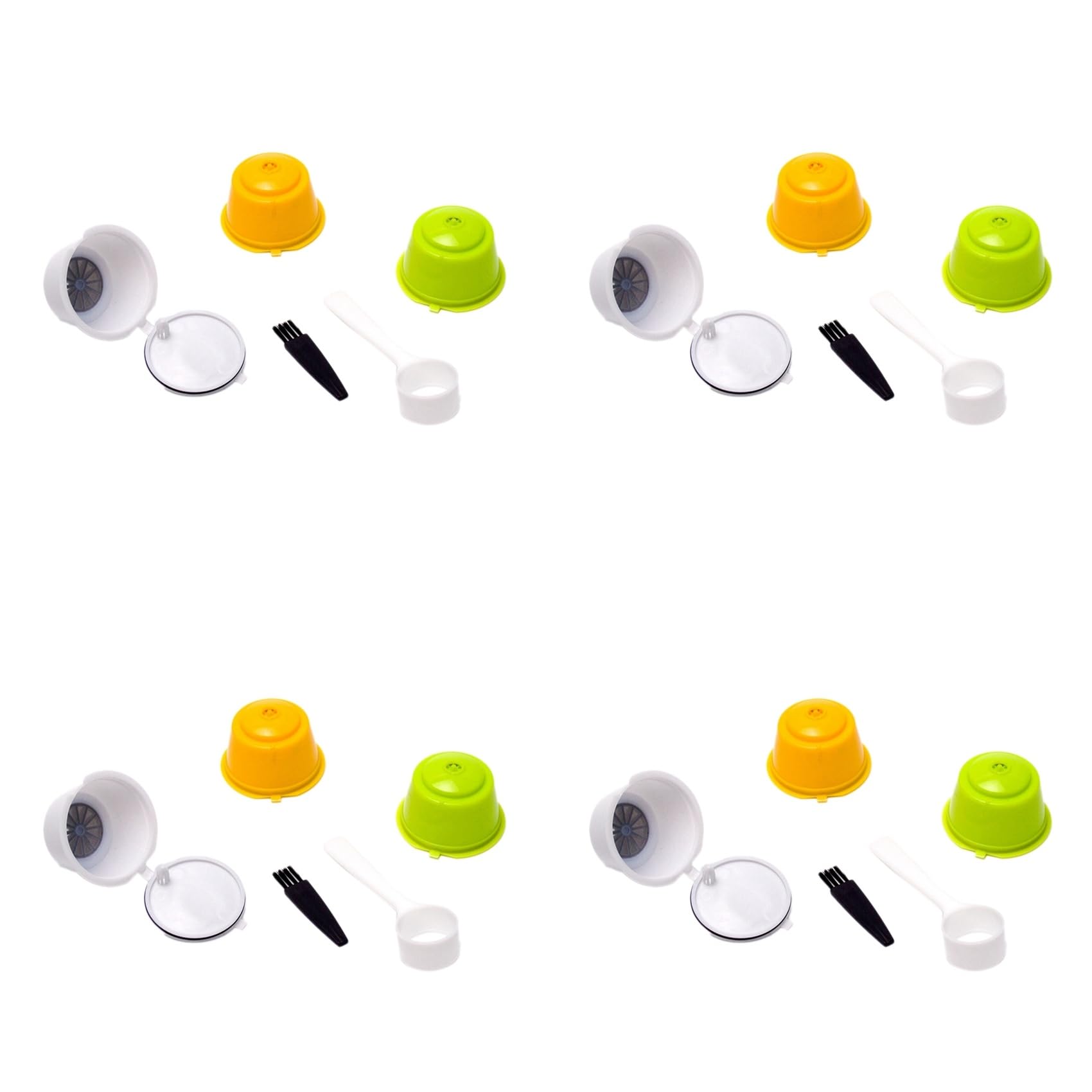 Vjsujehgy 12 Pcs Coffee Capsules Refillable Coffee Capsules Pods Reusable Universal Coffee Filter with Spoon Brush A