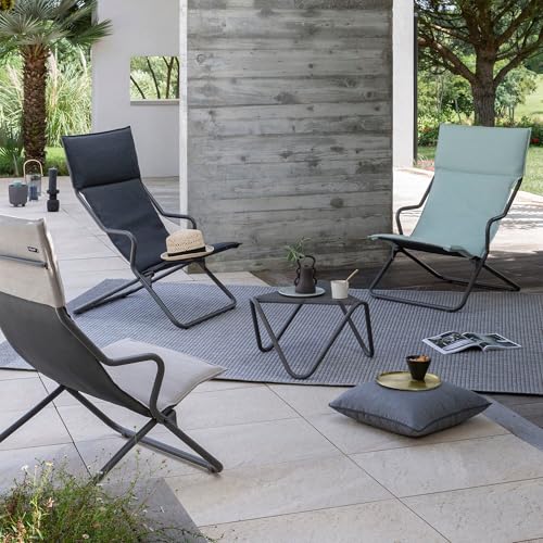 Table basse Lafuma Vogue gris titane 57x57 cm en aluminium ajouré