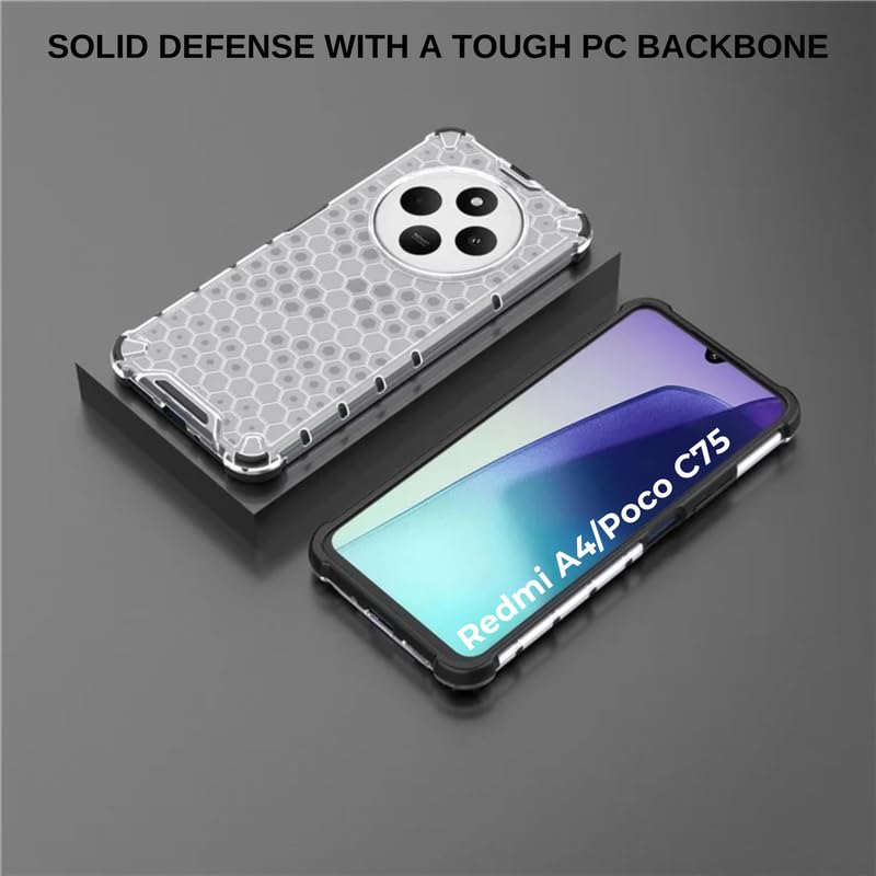 Image of Hard PC Back Case Cover for Mi Redmi A4 /Poco C75 Anti Slip Ultra Thin Shockproof Reinforced Corners (Polycarbonate|Clear)