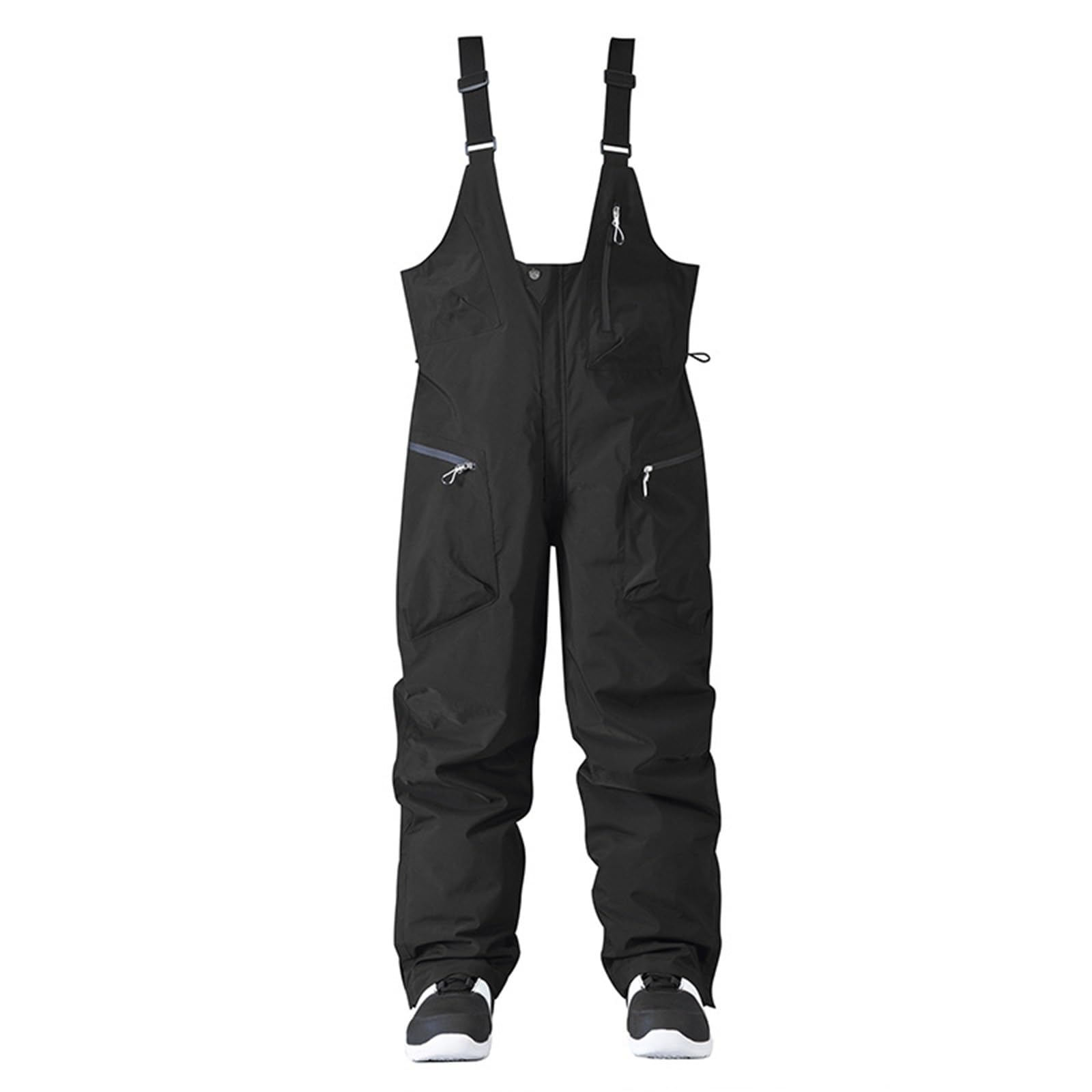 ALMASI Baberos de Snowboard Baberos de esquí para Hombre Monos de Snowboard para Mujer Pantalones de Nieve Impermeables con Aislamiento Deporte de Invierno Cálido(Black,Large)
