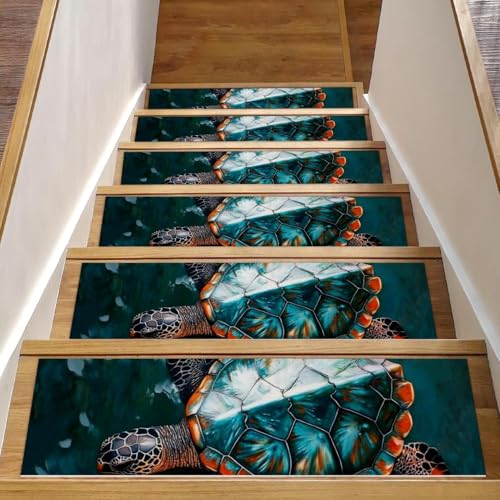 Tapis d'escalier antidérapant tortue de mer lavable et robuste