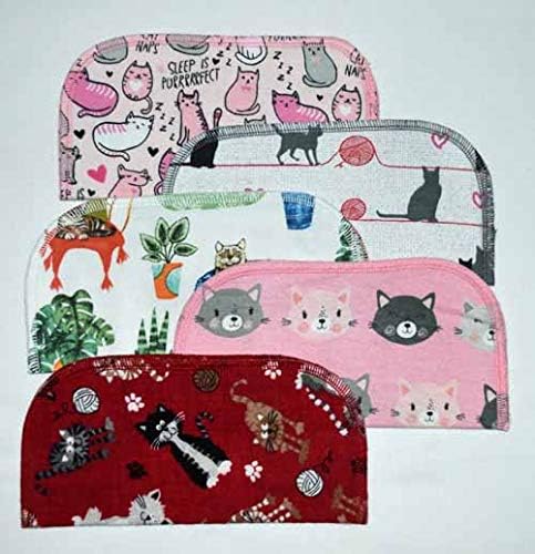 Miniatura 5 de 2 Ply Printed Flannel 8x8 Inches Set of 5 Little Wipes The Cats Meow- Proudly Made in the USA!