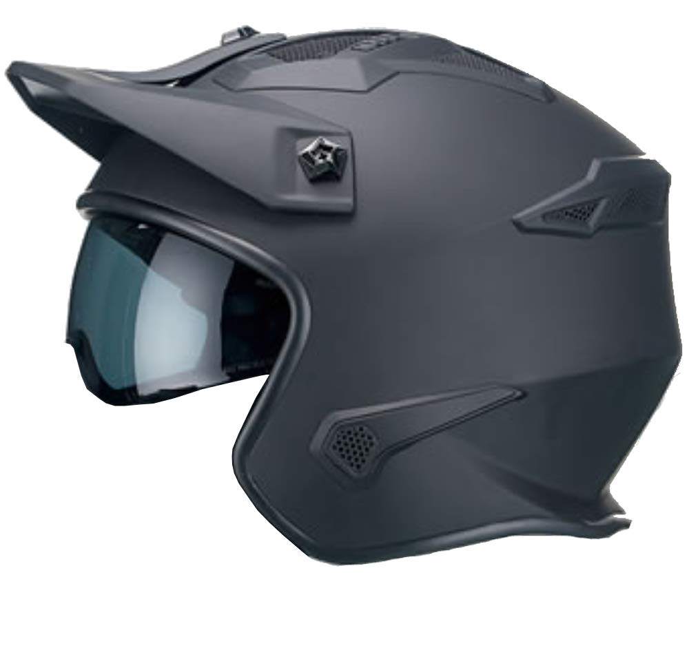 Motorradhelm Jethelm Helm RALLOX 726 matt schwarz mit ansteckbaren Kinnteil S M L XL