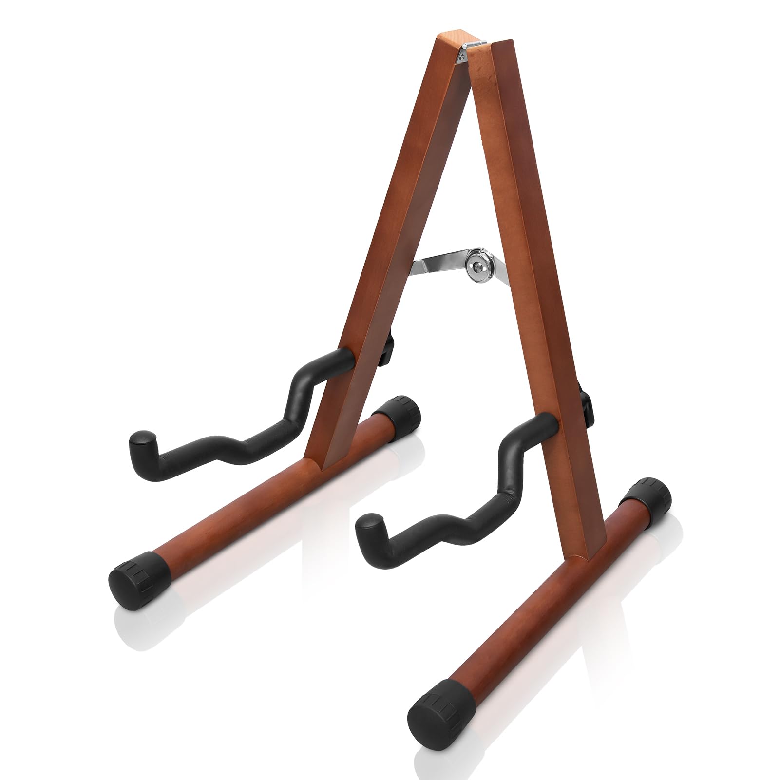 STRICH Supporto per chitarra in legno, pieghevole, stile A, per chitarra acustica, elettrica, da pavimento, per basso, violoncello, mandolino, banjo (colore noce)