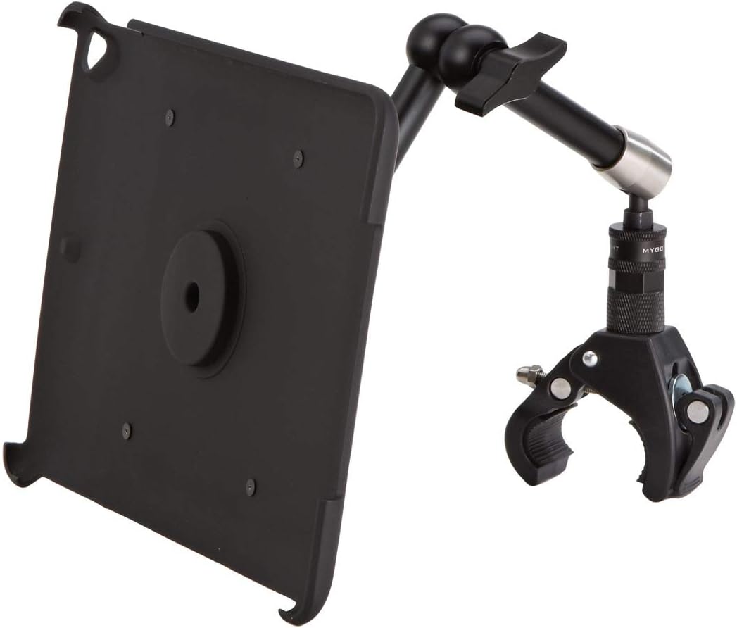 Best Deal 🛒 MYGOFLIGHT Flex Yoke Articulated Arm Sport Mount and iPad Air 1/2/3 iPad 9.7” and Pro 9.7” Polycarbonate Pilot Kneeboard Everyday Case Kit Airplane Car RV Truck Boat Steering Wheel and Dash Mounting