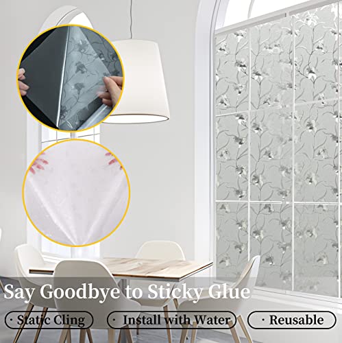 Dktie Static Cling Decorative Window Film Vinyl Non Adhesive Privacy Film, Window Privacy Film Decorative Butterflies, Window Film Frosted Glass (Ctblt156, 17.7 X 78.7 Inches) #TOP3
