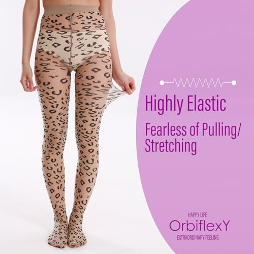 Fashion Leopard Print Tights Sheer Patterned Pantyhose Black Skin Colour 2 Pairs Snag-resistant Stockings2