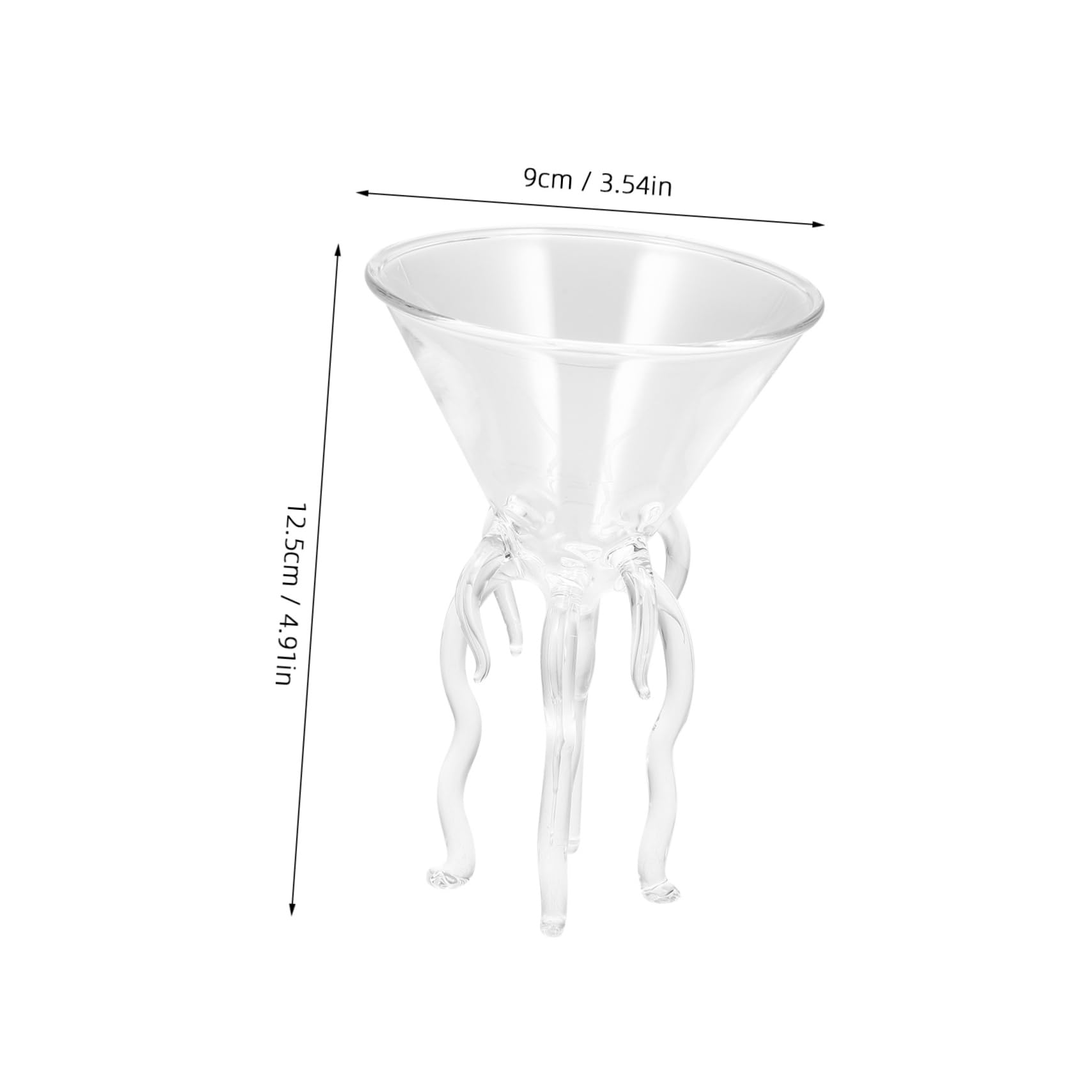 2 Bicchieri Da Cocktail Martini Polpo - Vetro Trasparente, Design Unico, Per Casa E Feste