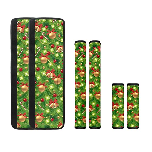 Christmas Santa Claus Refrigerator Door Handle Protector Covers Set of 6 Washable for Fridge Oven Microwave Dishwasher Stove Keep Off Smudges Drip Food Stains Xmas Kitchen Decor