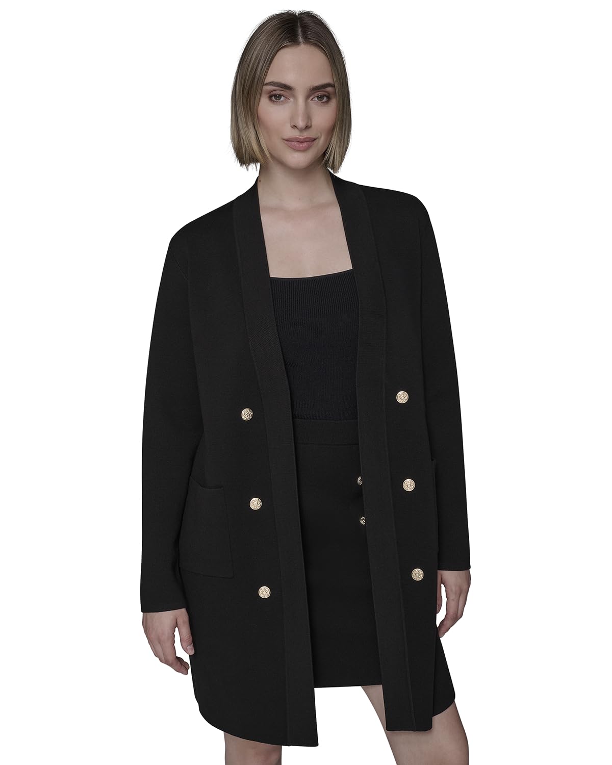 Karl Lagerfeld Womens Long Sleeve Sweater Pockets Essential Cardigan
