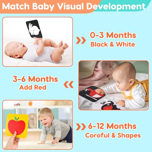Image of Black and White Baby Toys Tummy Time Mirror High Contrast Book Flash Card