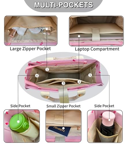Large Canvas Tote with Pockets