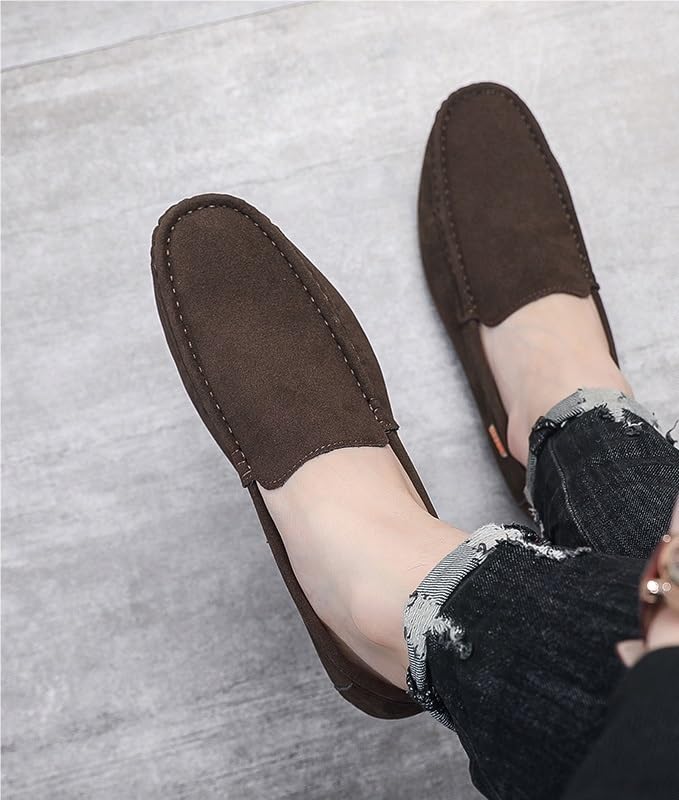 Loafers for Men Round Toe Faux Leather Loafer Shoes Flat Heel Slip Resistant Flexible Prom Fashion Slip-on2